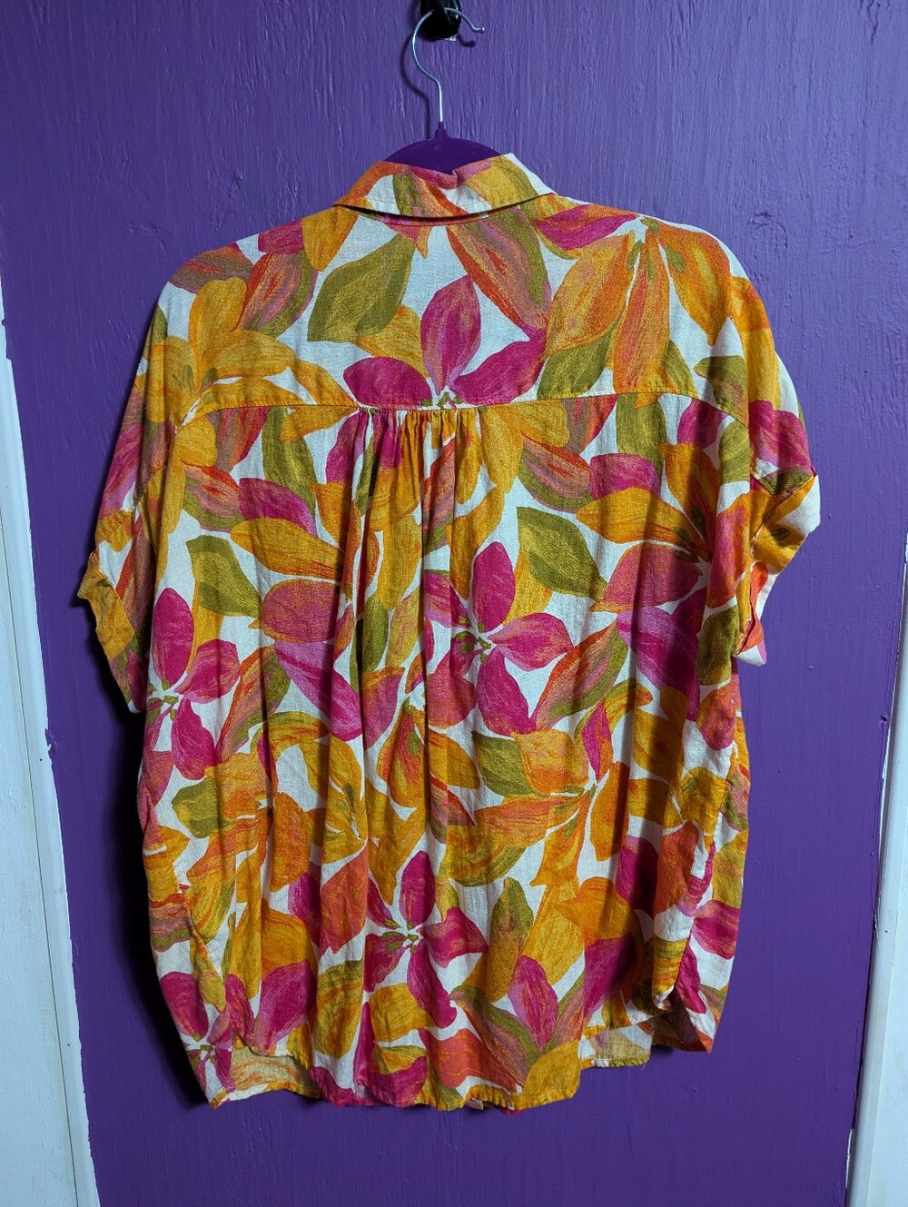 10. Time And Tru Tropical Short Cuffed Sleeve Button Down Shirt XL 16 18 - Picture 3 of 3